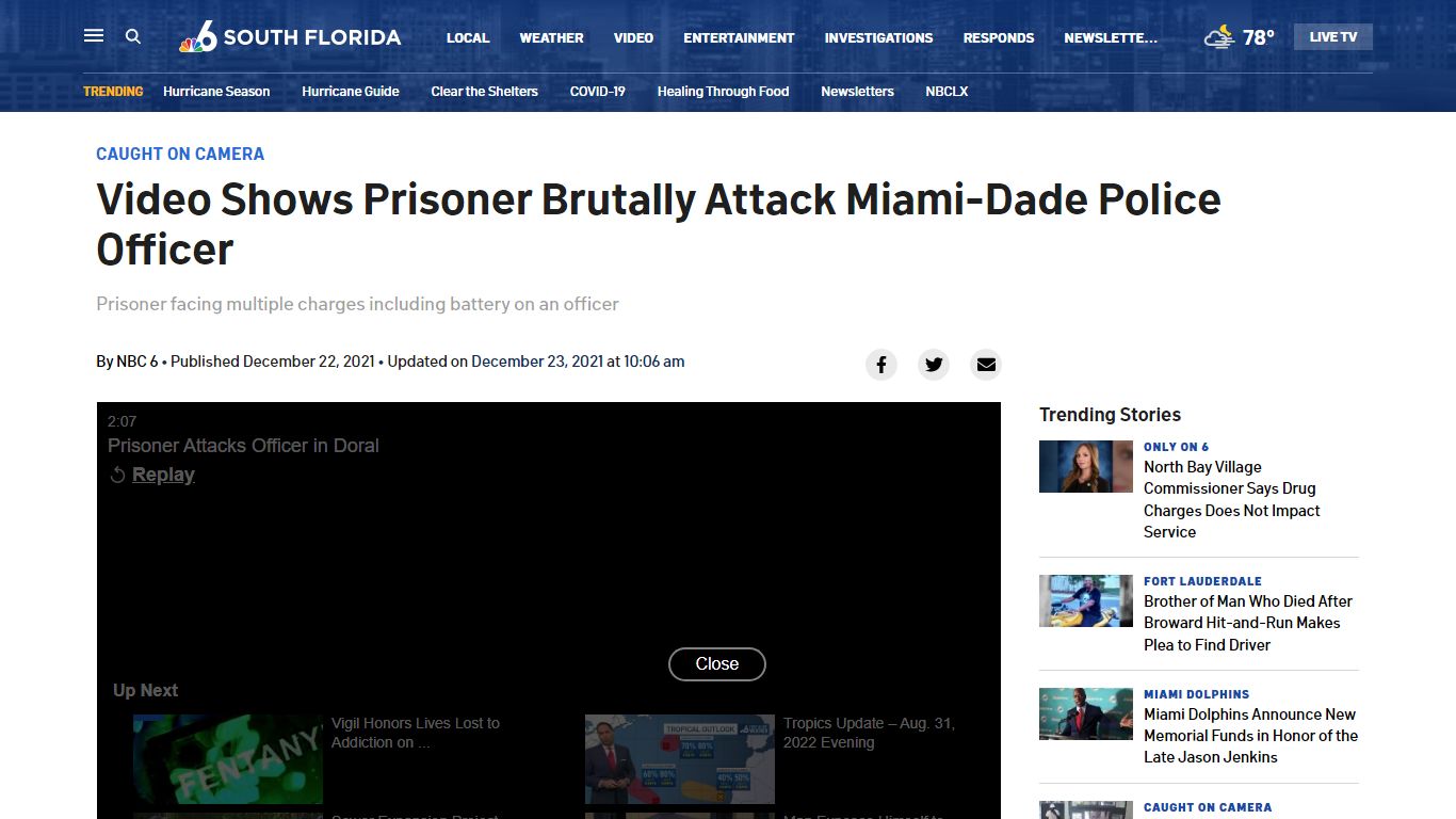 Video Shows Prisoner Brutally Attack Miami-Dade Police Officer